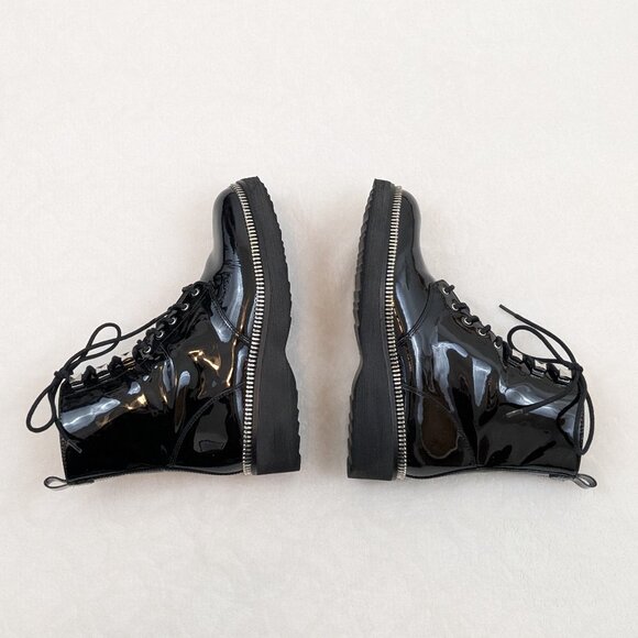 MICHAEL Michael Kors Women's Haskell Platform Combat Boots Patent Leather Black - Picture 6 of 15